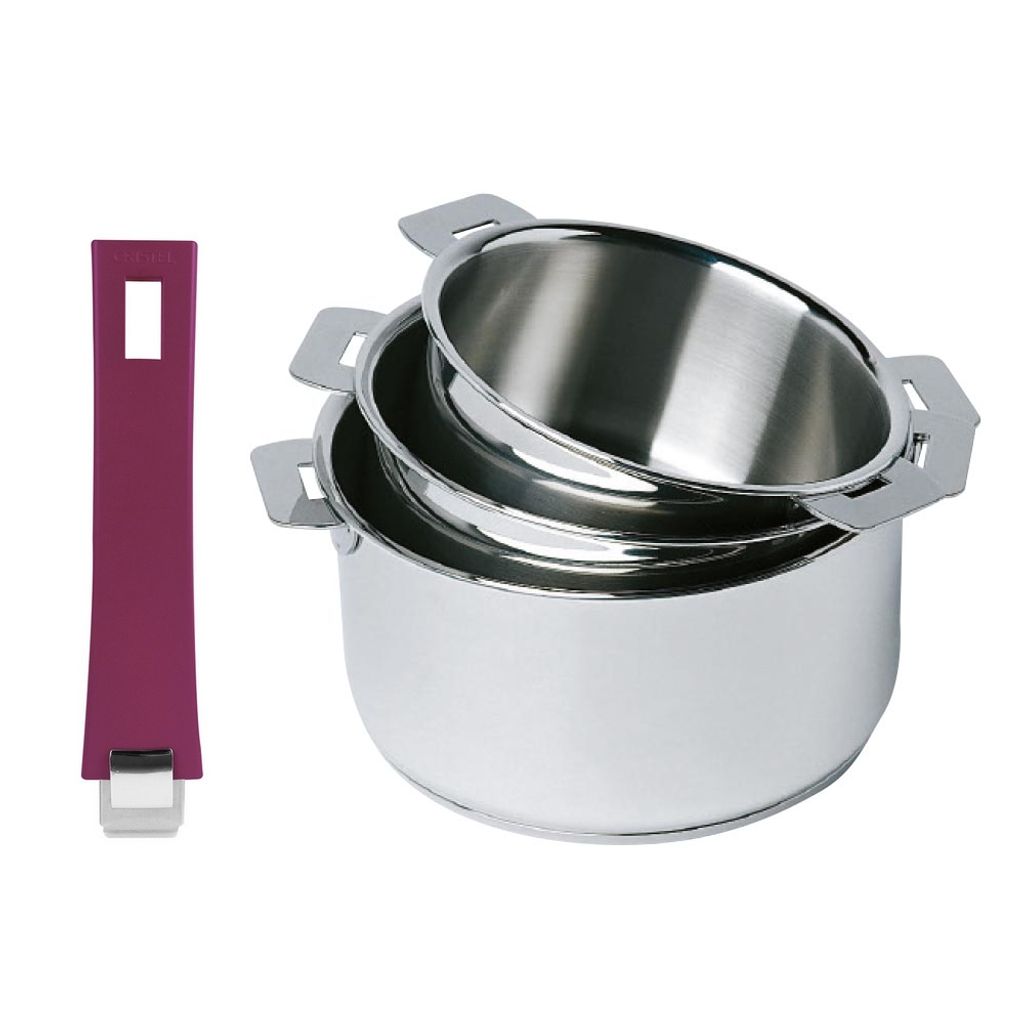 Série de 3 casseroles amovibles Mutine + poignée cassis - Visuel 0