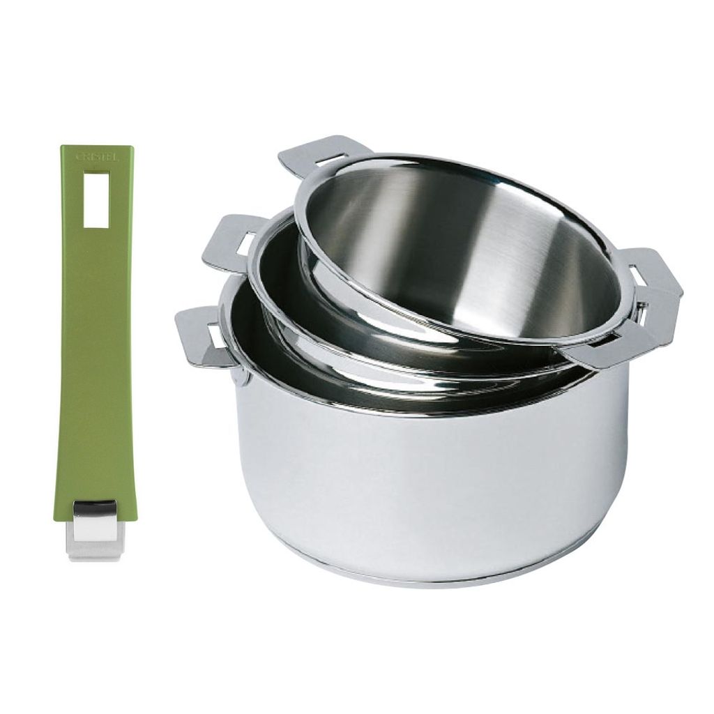 Série de 3 casseroles amovibles Mutine + poignée verte - Visuel 0