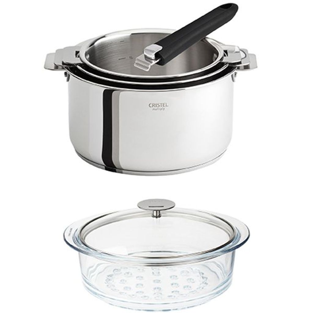 3 casseroles amovibles Casteline + Poignée Mutine Noire + cuit vapeur - Visuel 0