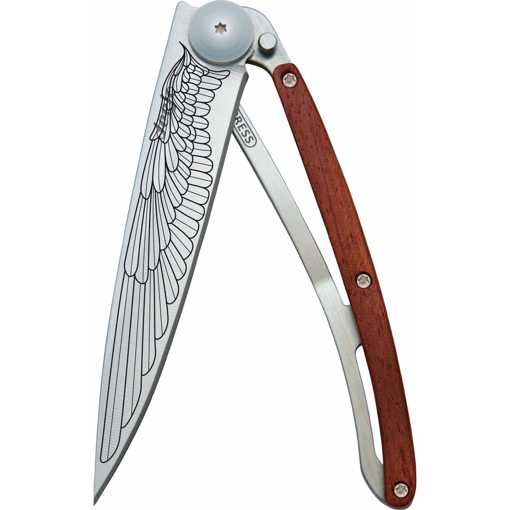 Couteau de poche tatoué bois de corail aile - Visuel 2