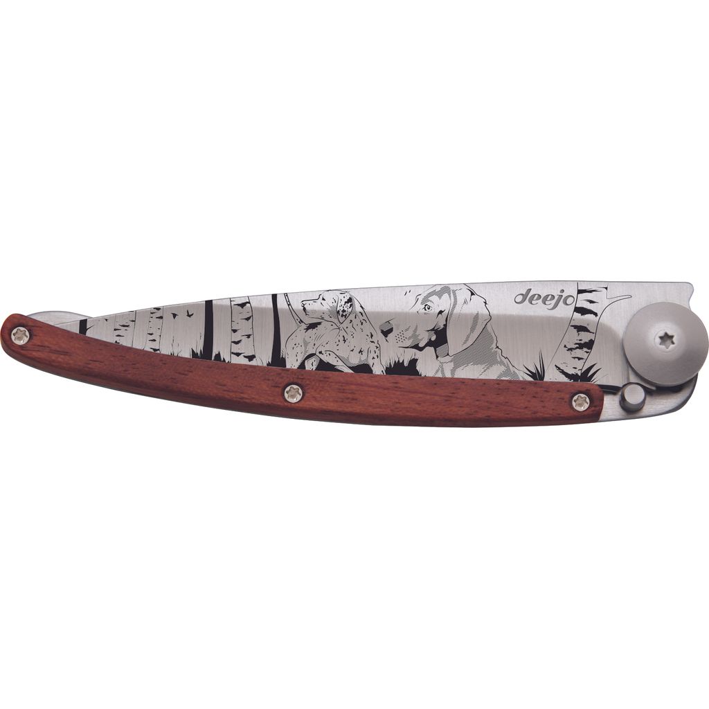 Couteau de poche tatoué bois corail jour de chasse