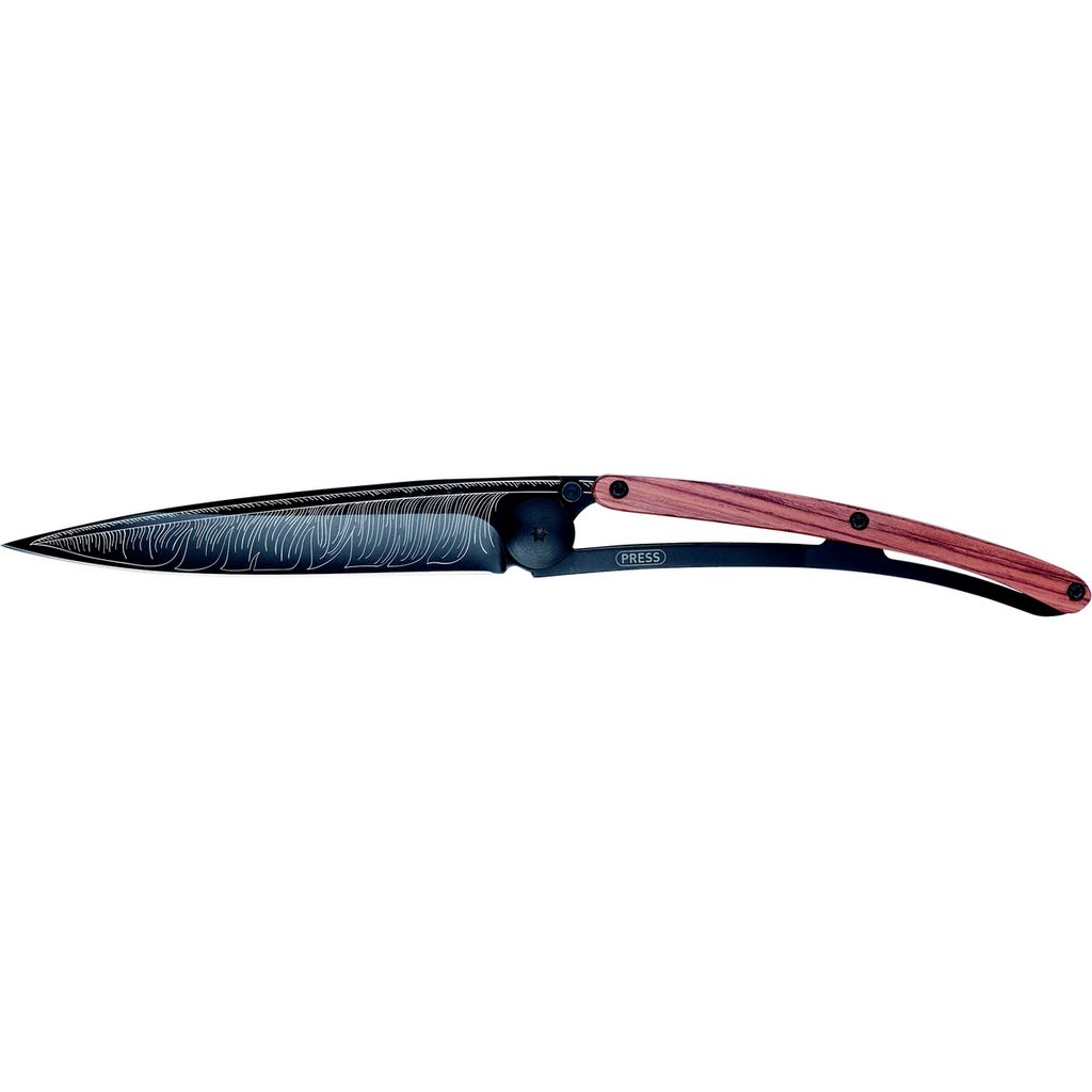 Couteau de poche tatoué Bois de rose PLUME - Visuel 0
