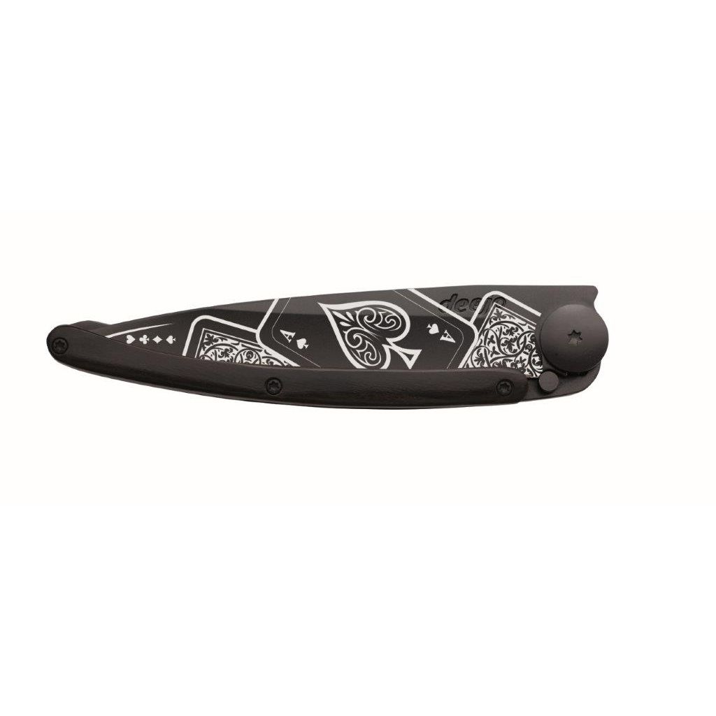 Couteau de poche tatoué noir ébène chance - Visuel 1