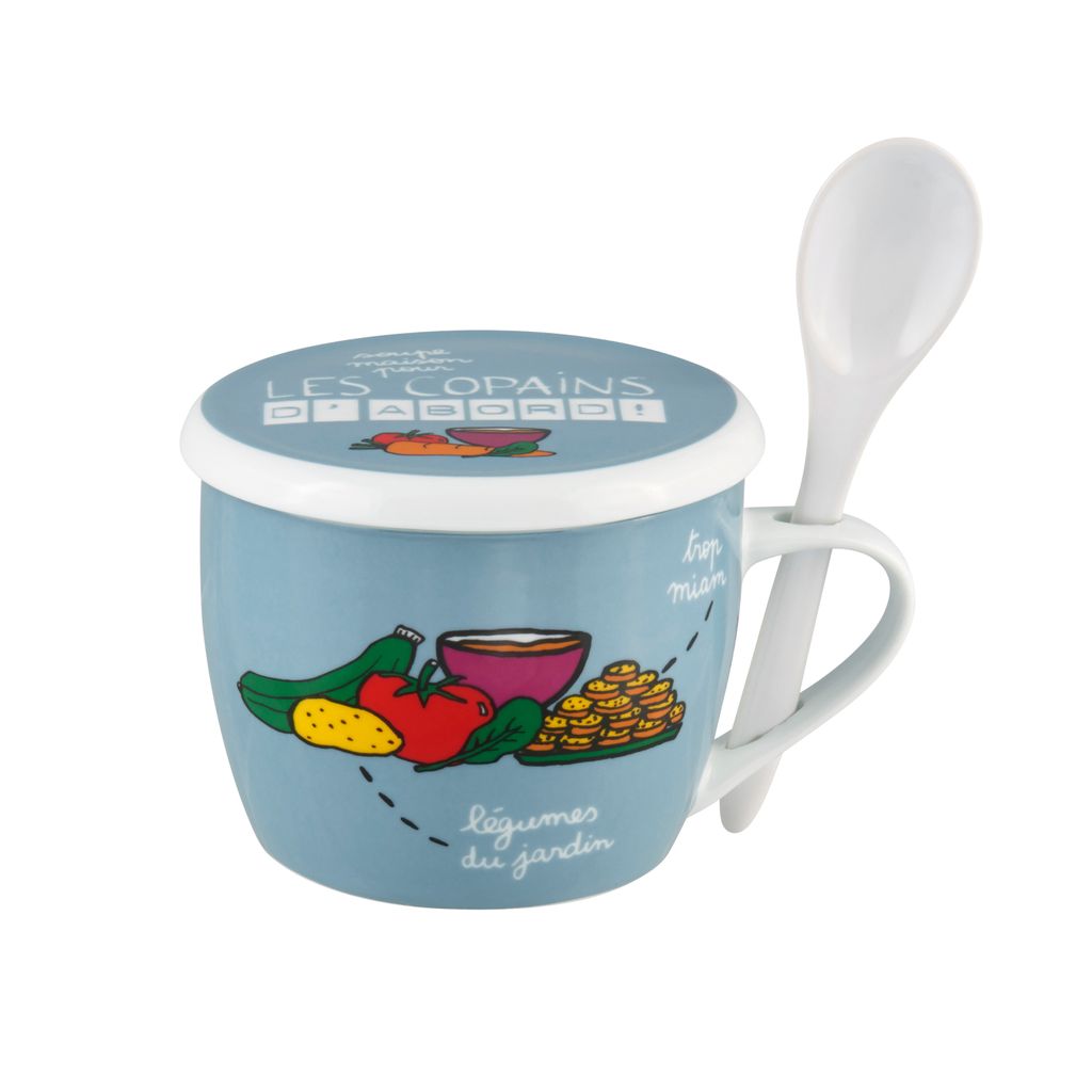 Bol à soupe + cuillère Les copains d'abord ! - Visuel 0