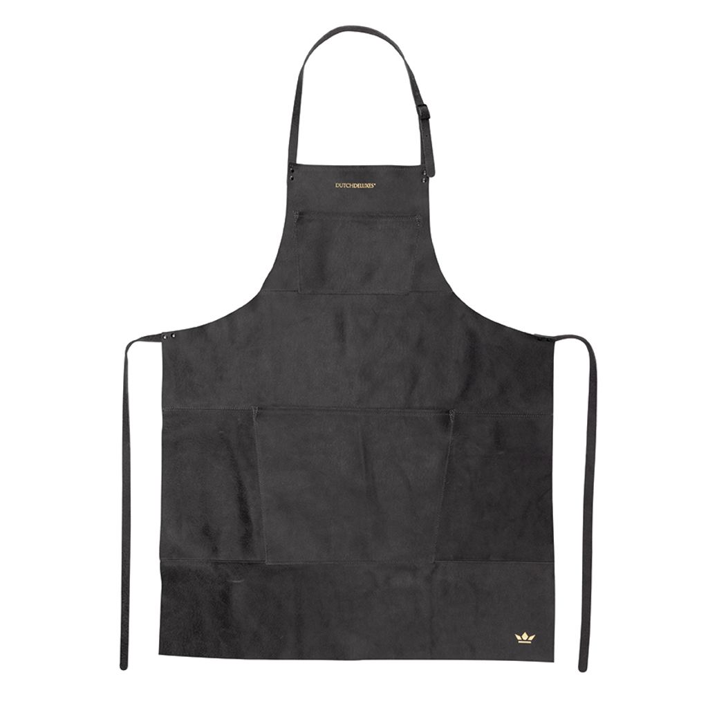 Tablier en cuir brossé vintage noir - Visuel 0