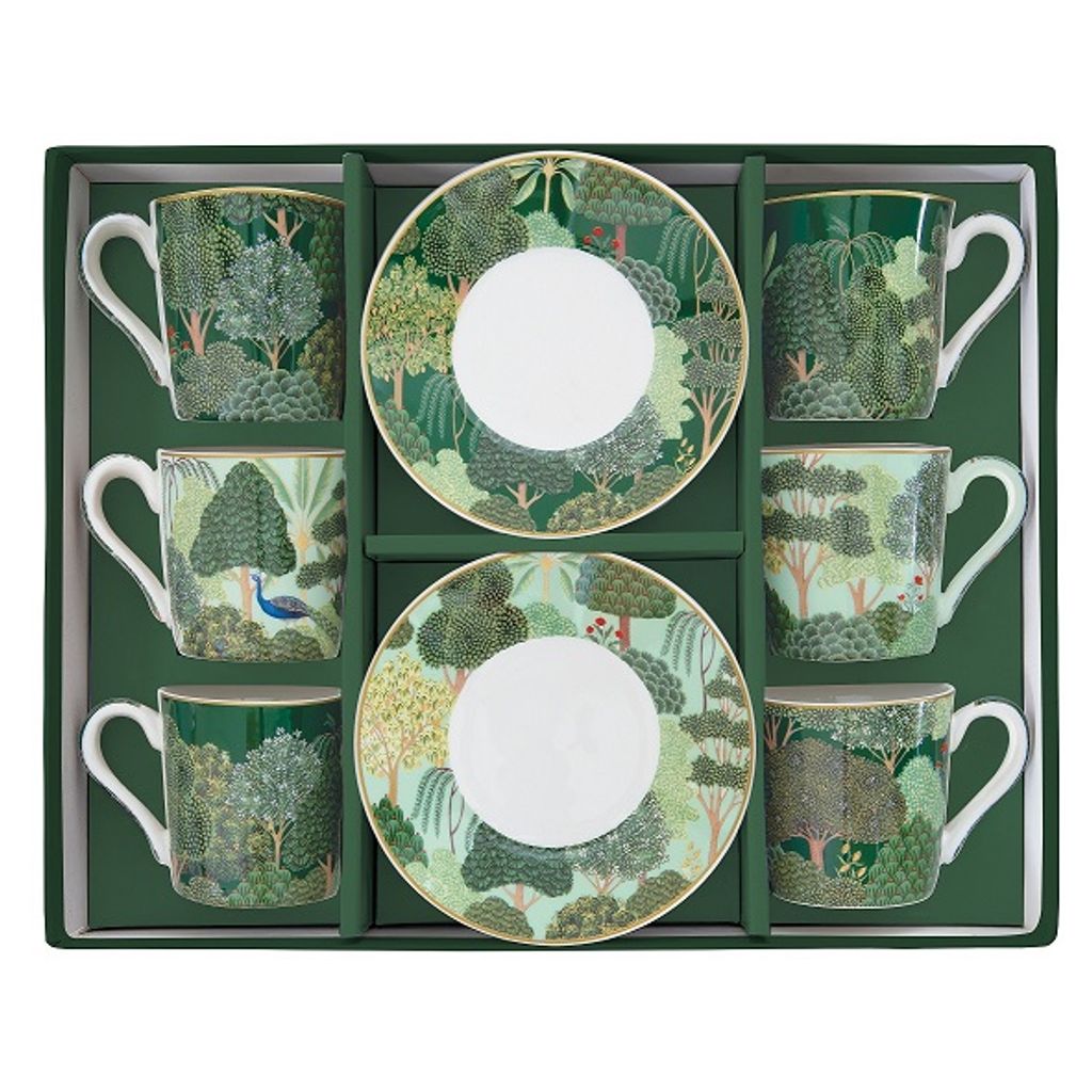 GOEDCH Coffret De Tasses à Expresso: Lot De 6 Tasses à Thé Vert Clair