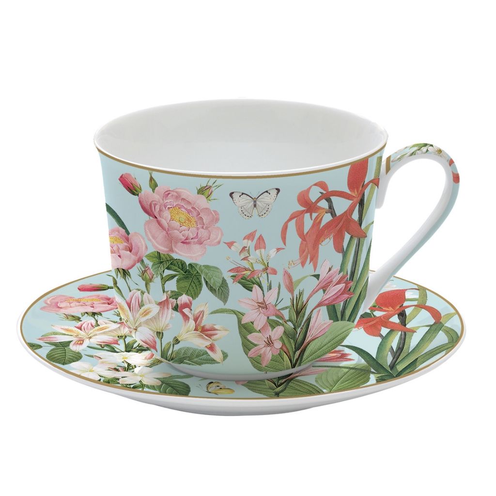 Kit De 4 Tasses à Café Easy Life Sicile - Porcelaine Multicolore - Avec Cuillères - Neuf