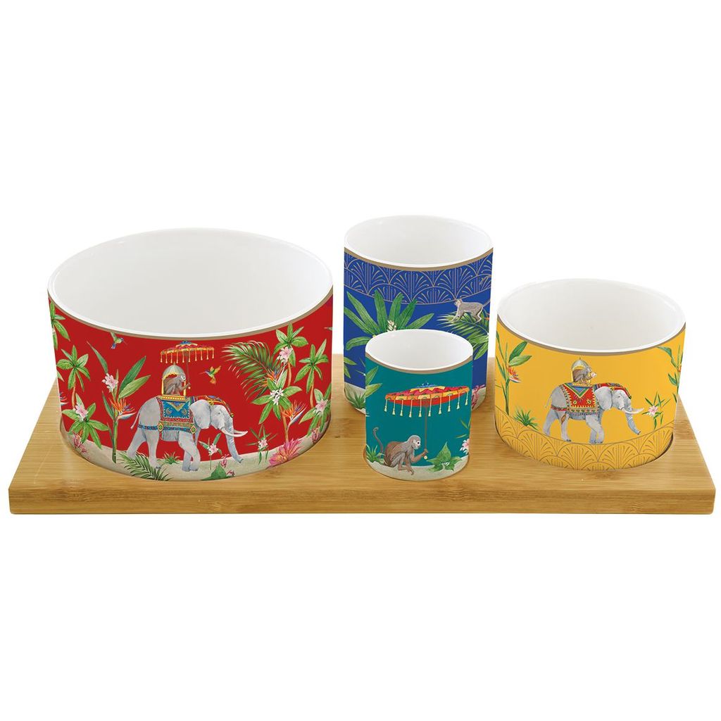 Set De Coupelles En Porcelaine Avec Cuillères Et Couvercles