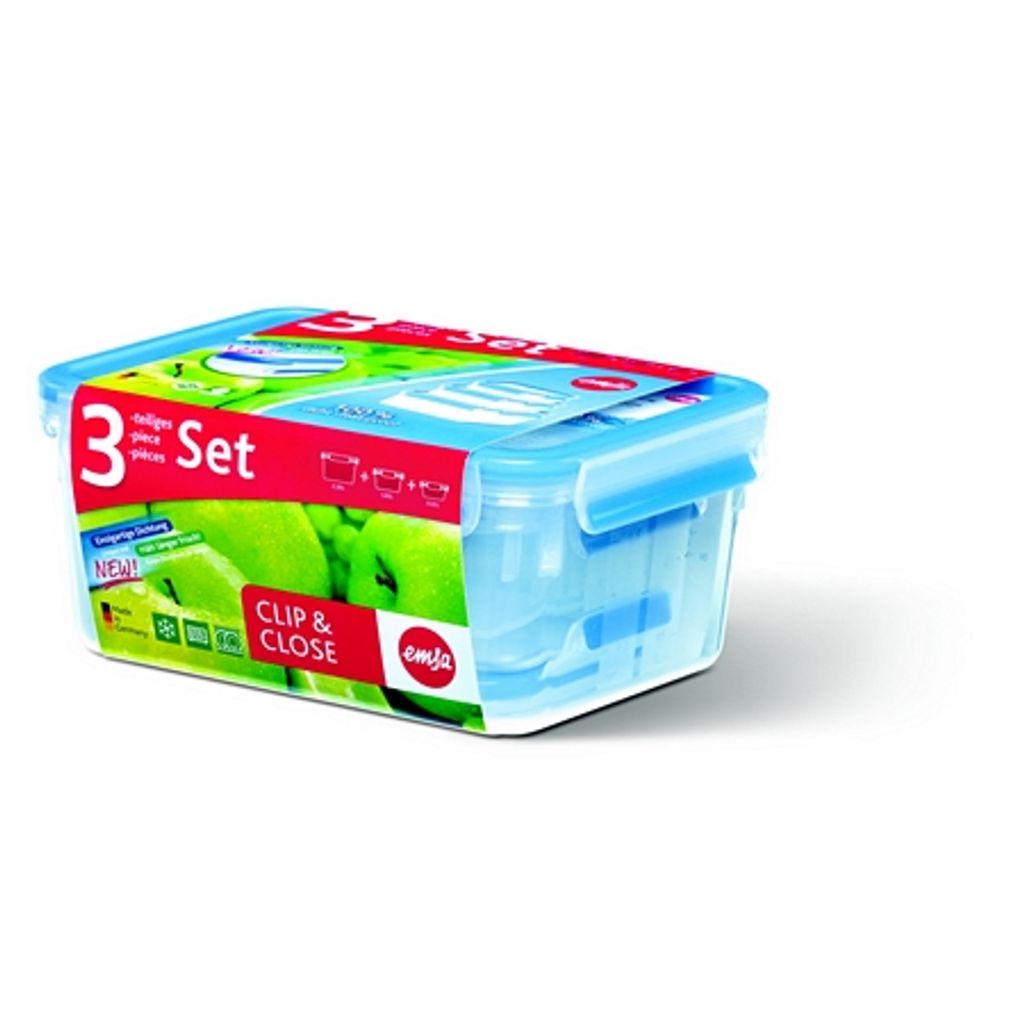 Set de 3 boîtes Clip&Close rectangle bleu - Visuel 0