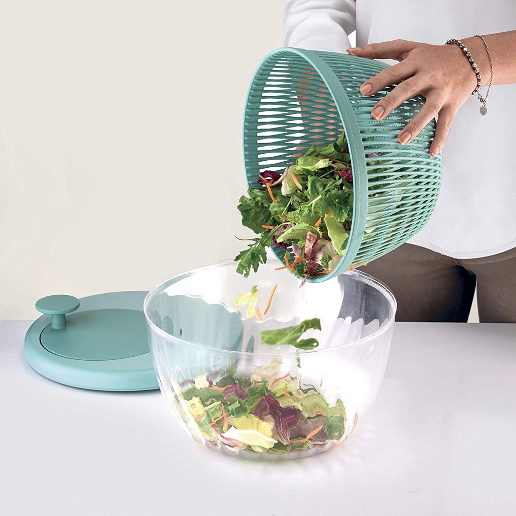 Essoreuse à salade 3 en 1 Vert Menthe 26 cm avec couvercle - Visuel 3