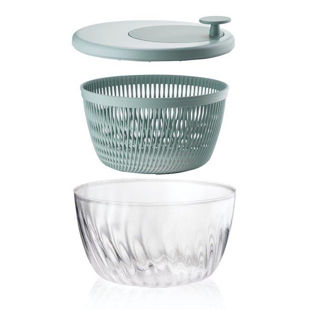 Essoreuse à salade 3 en 1 Vert Menthe 26 cm avec couvercle - Visuel 1