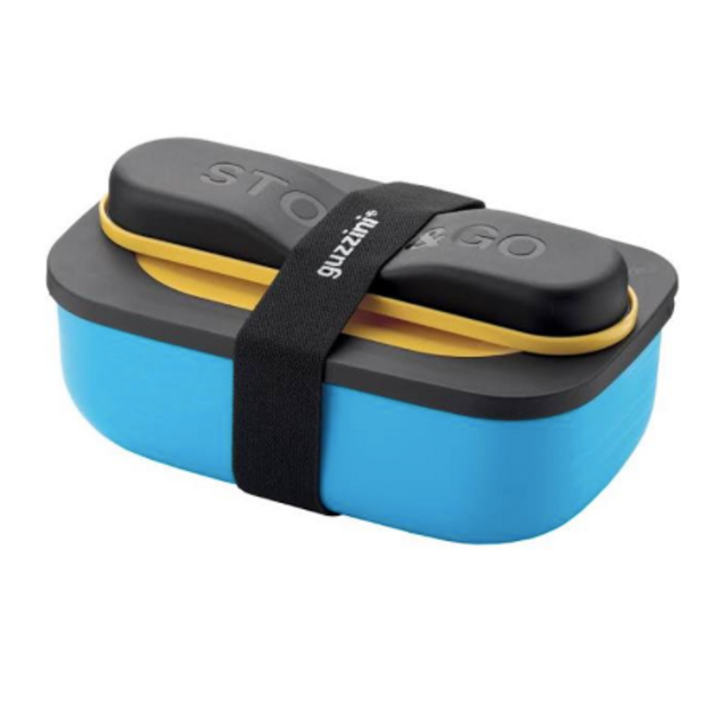 Lunchbox avec couverts jaune et bleu ON THE GO - Visuel 0