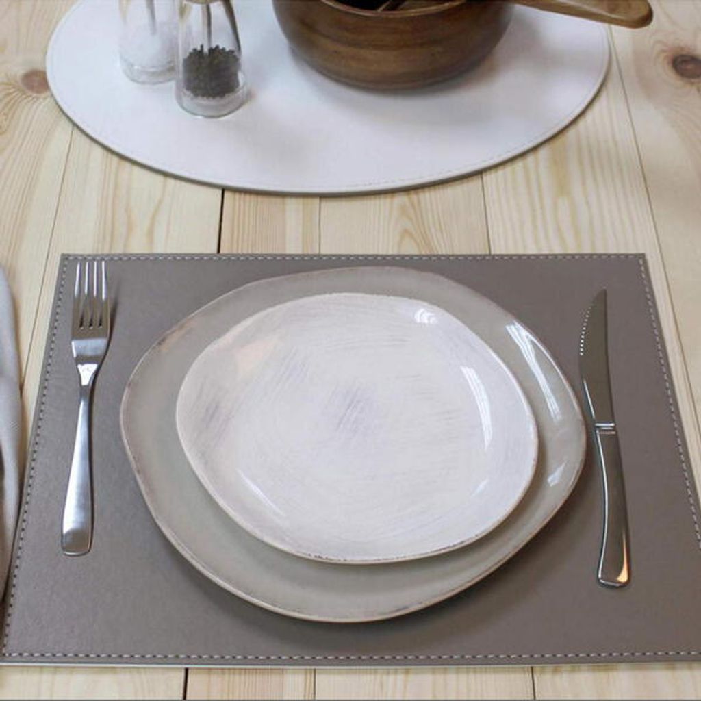 Set de table réversible 30x40 blanc/taupe - Visuel 0