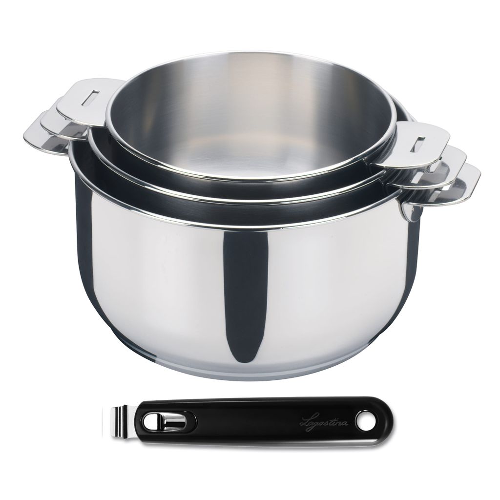 Série de 3 casseroles Salvaspazio + poignée amovible - Visuel 0