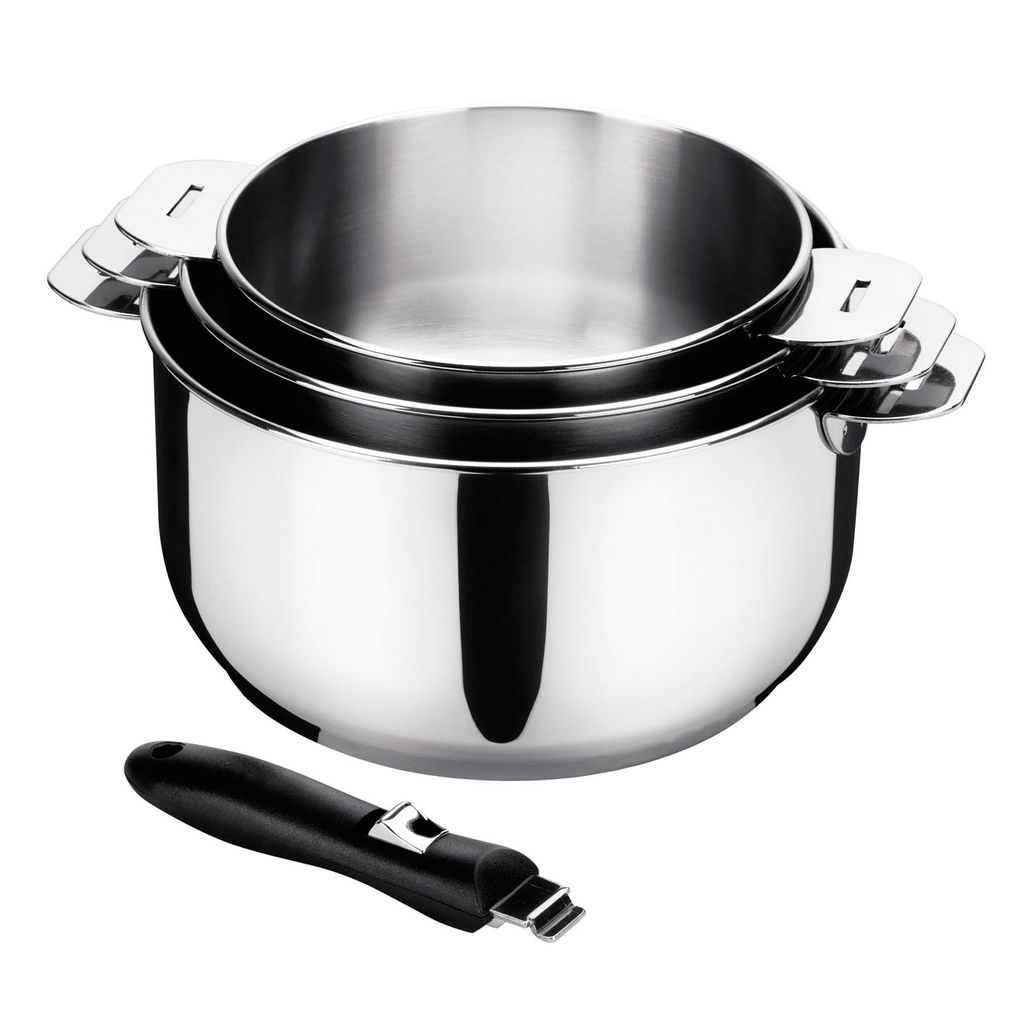Série de 3 casseroles Salvaspazio poignée amovible - Visuel 0