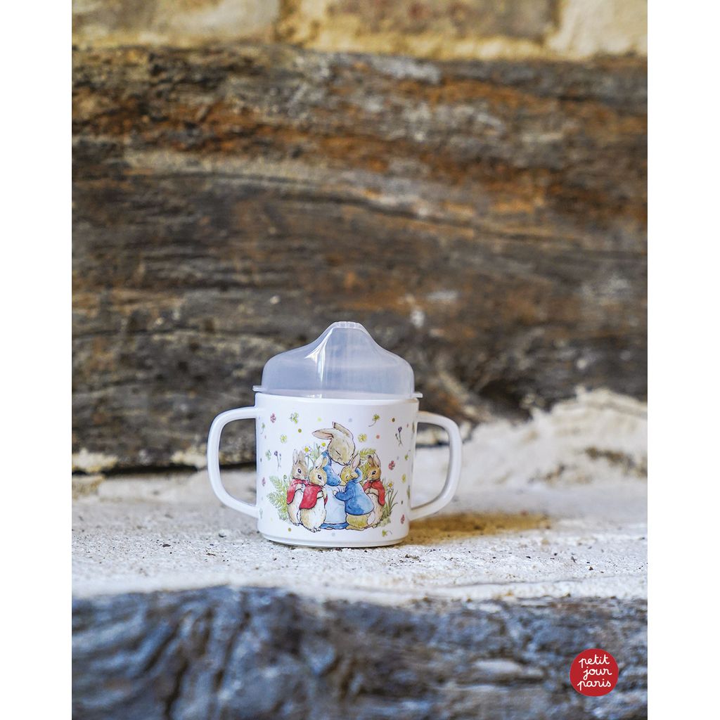 Tasse d'apprentissage antidérapante pierre lapin multicolore 160 ml - Visuel 0