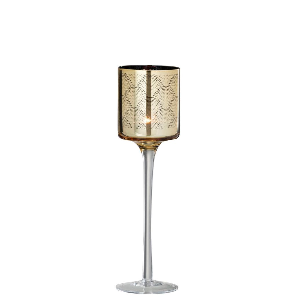 Photophore sur pied Gatsby Or 7x7x25 cm - Visuel 1