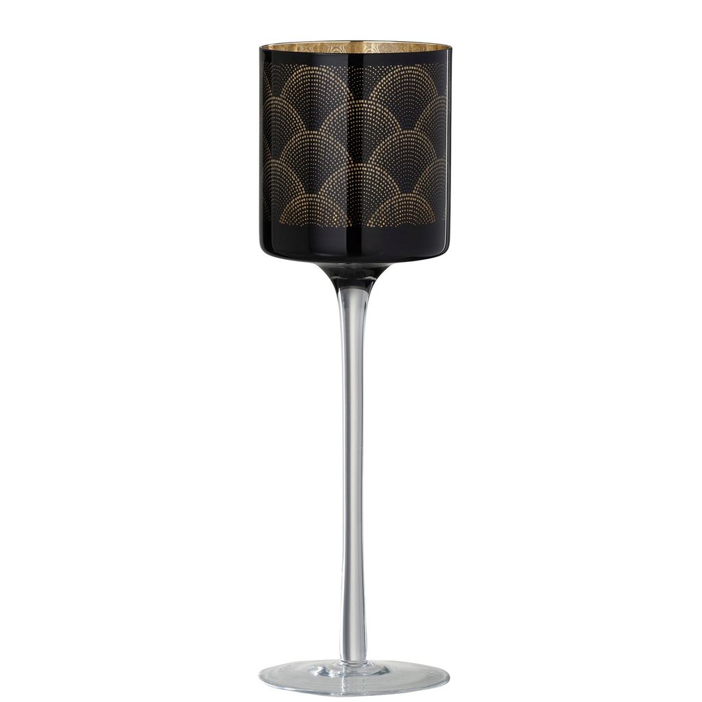 Photophore sur pied Gatsby Noir 9x9x30cm - Visuel 0