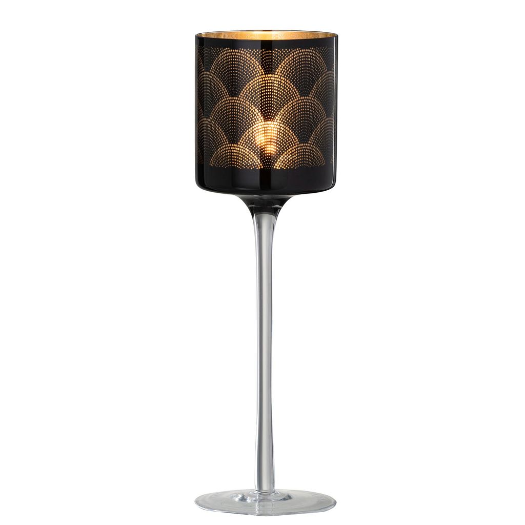 Photophore sur pied Gatsby Noir 9x9x30cm - Visuel 1