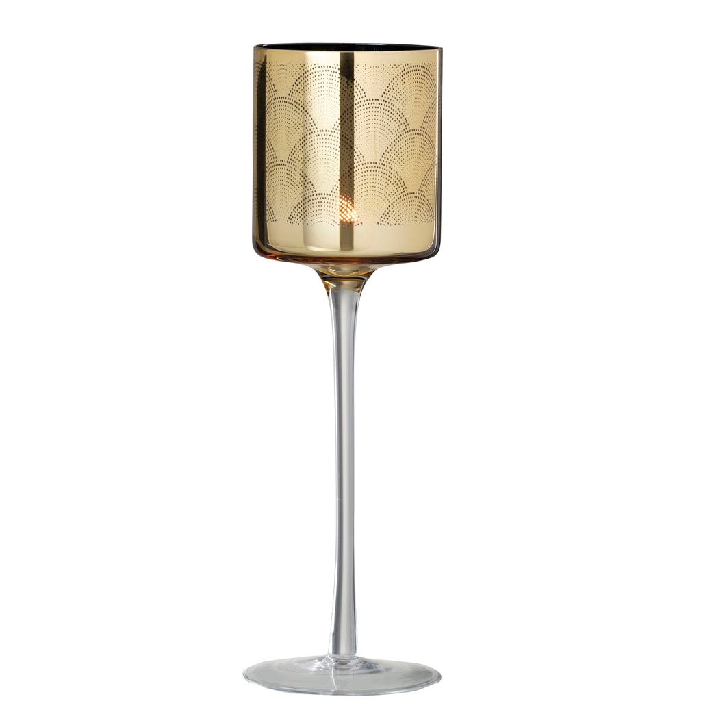 Photophore sur pied Gatsby Or 9x9x30cm - Visuel 1