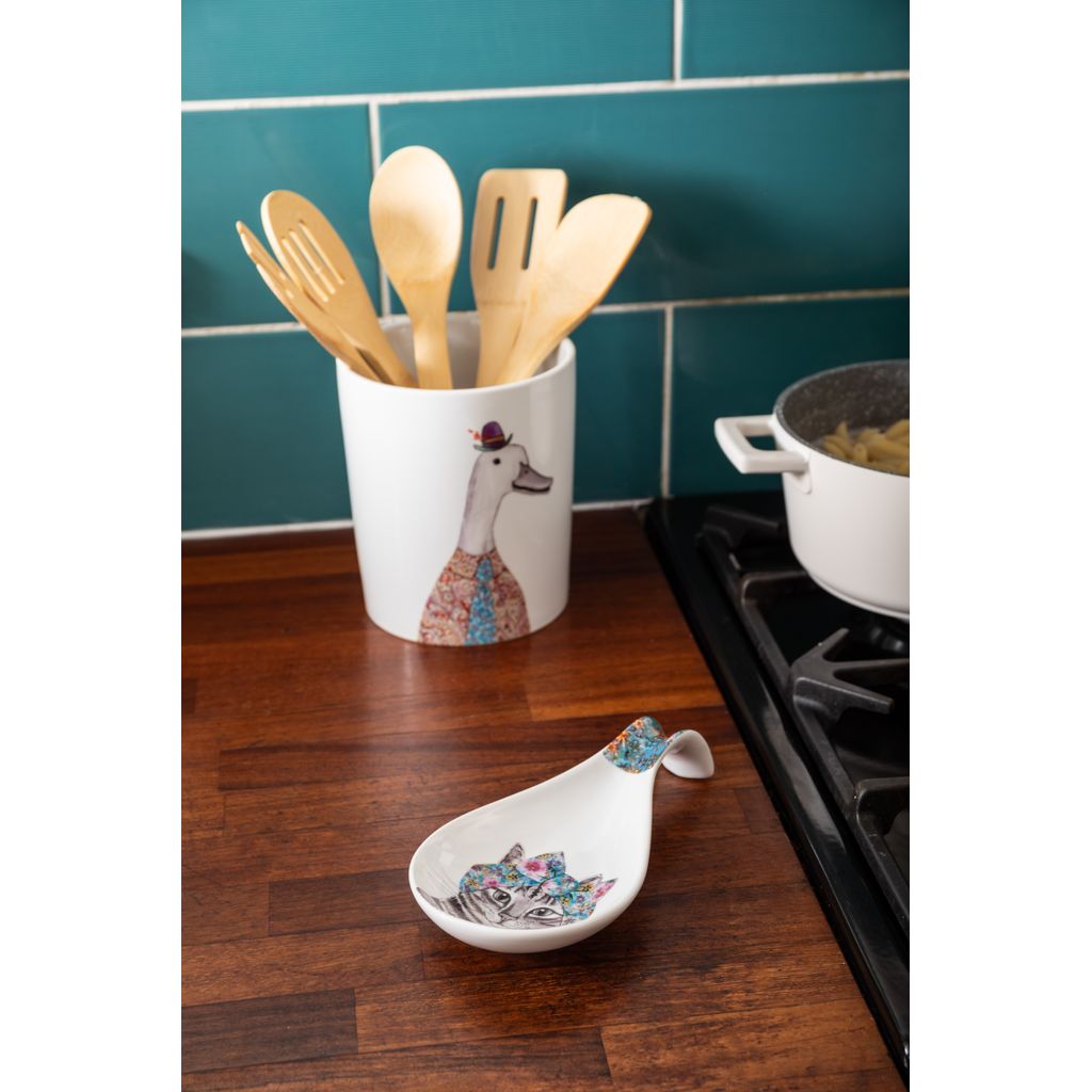 Repose-cuillère Chats Robbie En Faïence 23x8 Cm - Accessoire De Cuisine Déco Et Pratique - 4