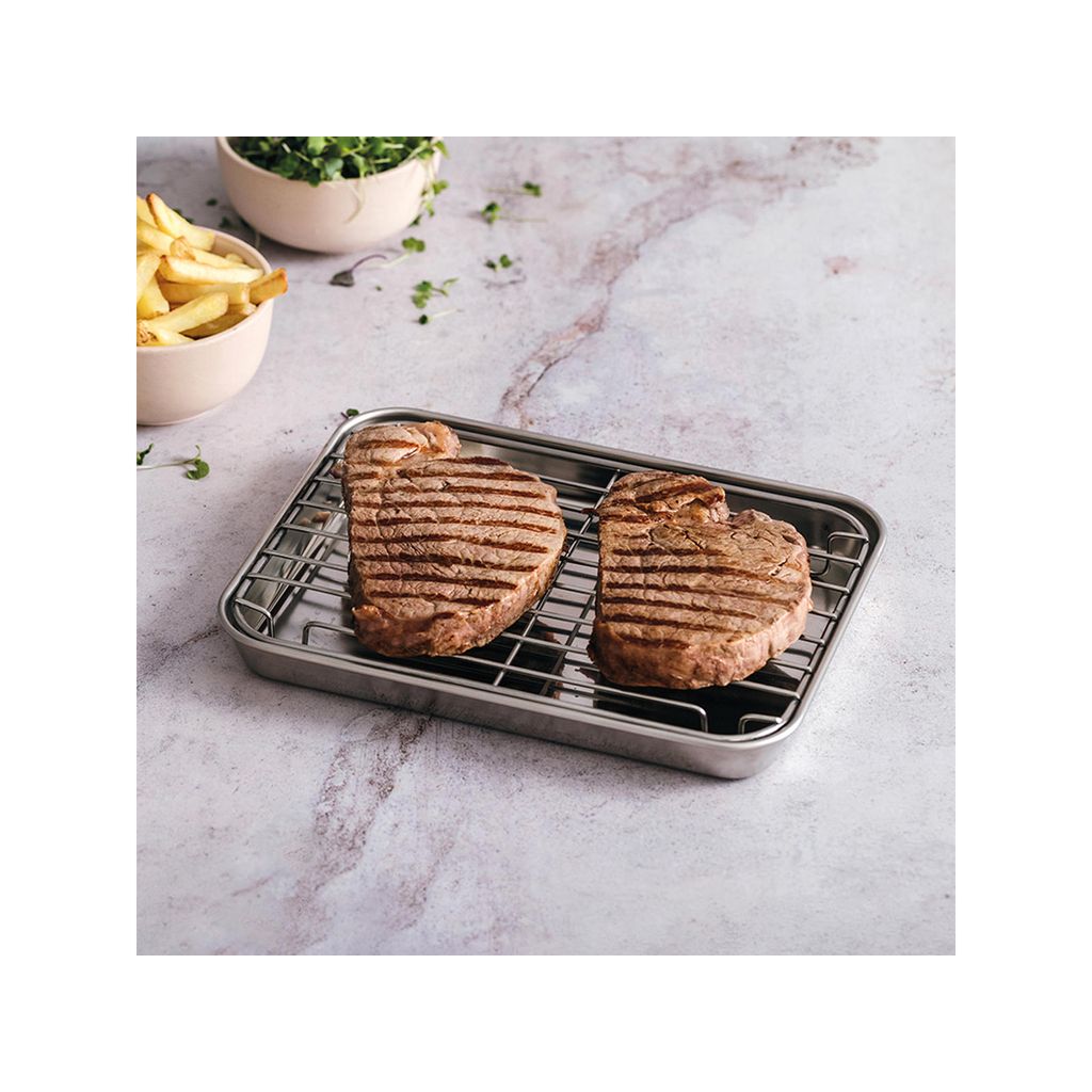 Plat à four + grille 23,5 x 17,5 cm - Visuel 1