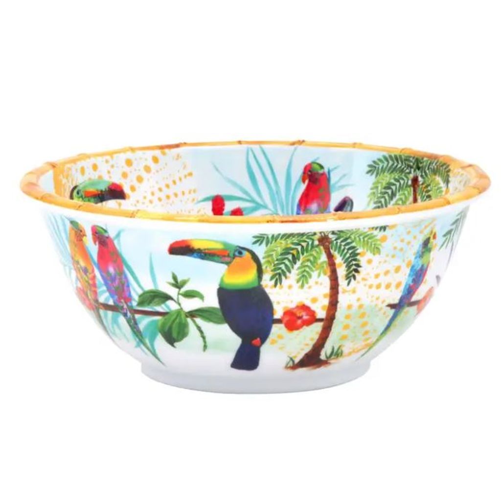 Petite assiette plate à dessert en mélamine toucans - 23 cm - Les