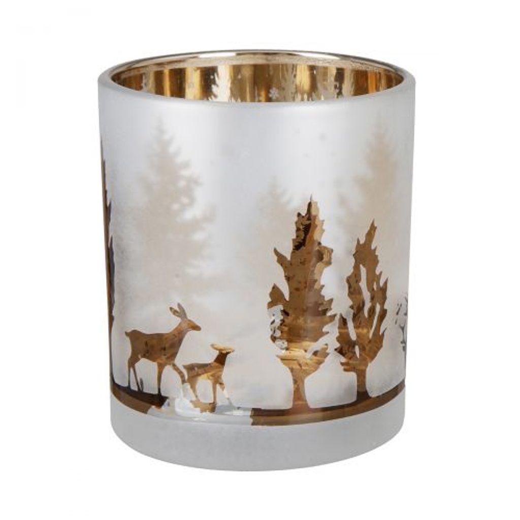 Bougeoir Hiver en verre H8cm - Visuel 0