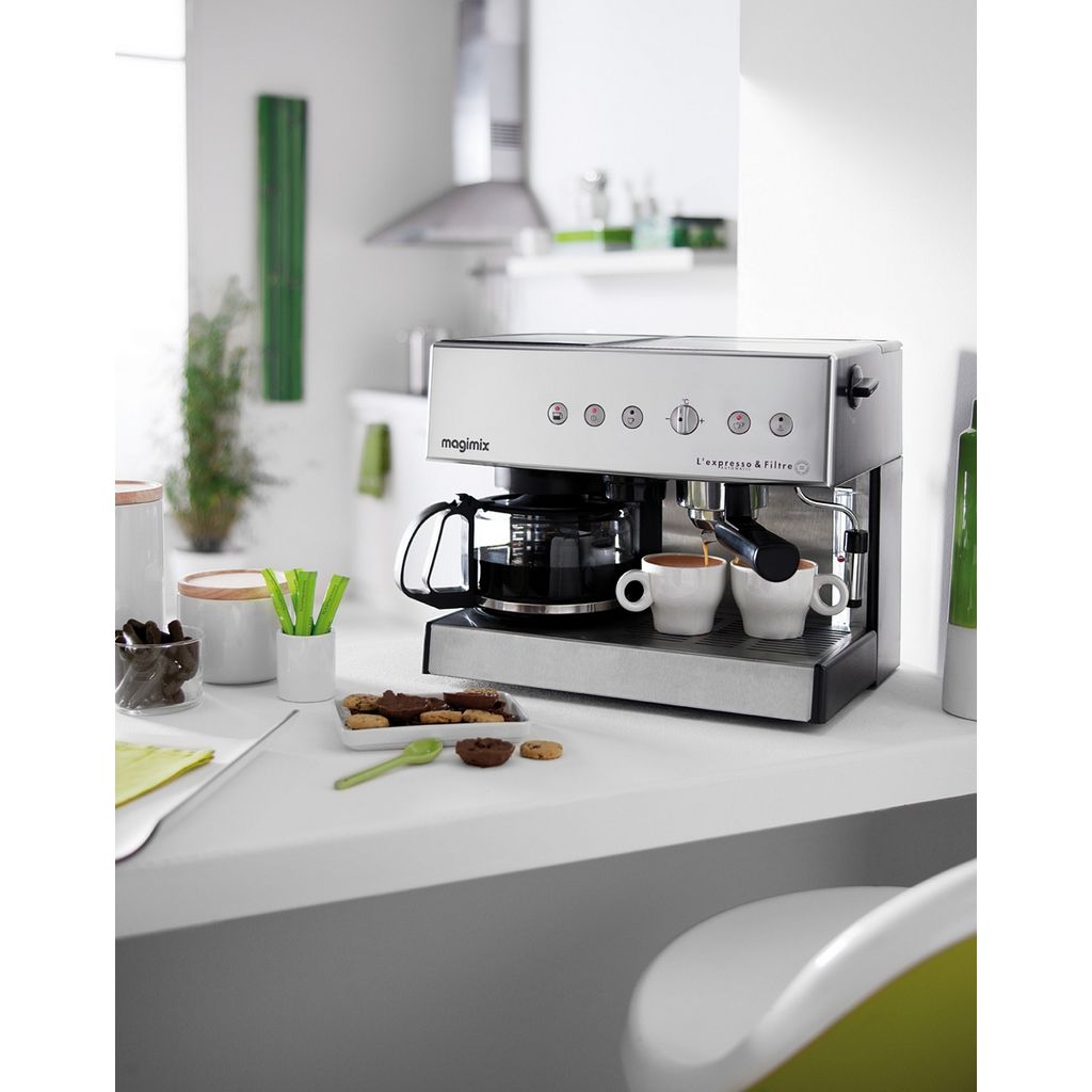 Expresso combiné cafetière Auto chromé mat - Visuel 1