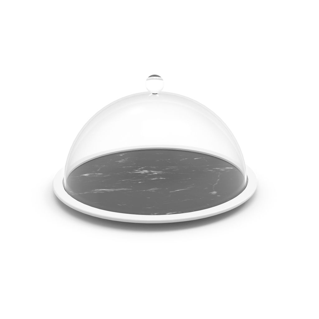 PLATEAU FROMAGE + CLOCHE EFFET MARBRE N&B - Visuel 0