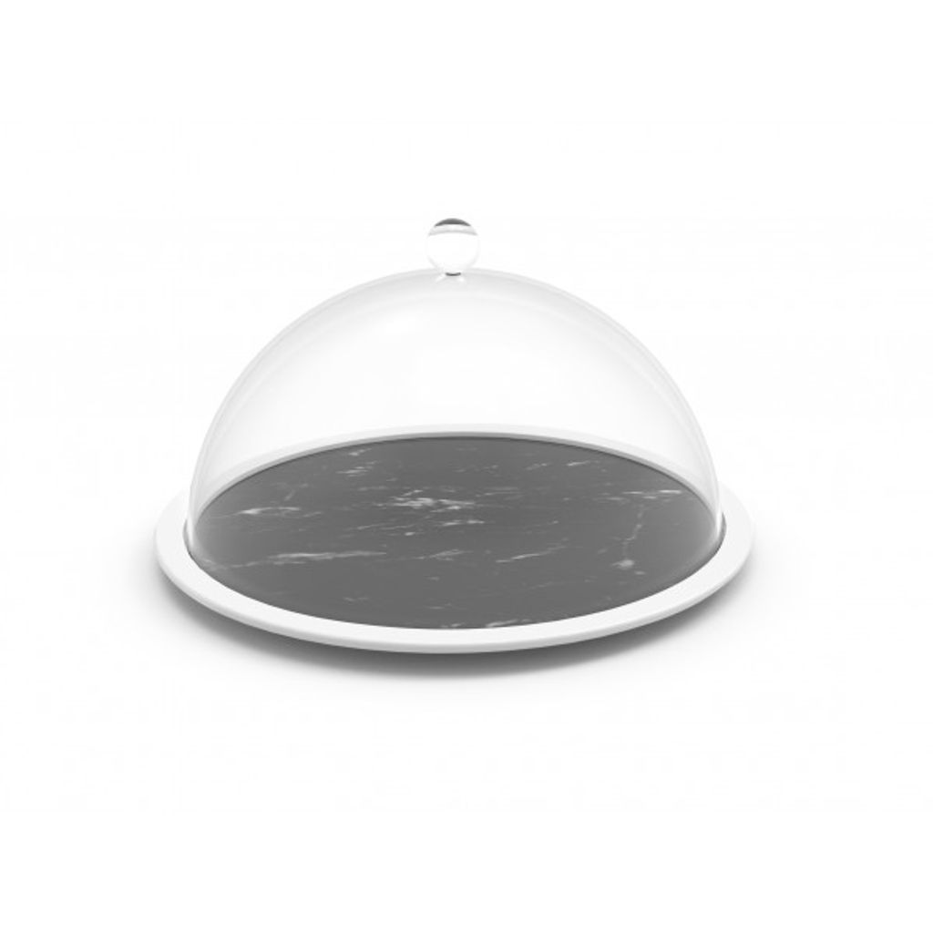 PLATEAU FROMAGE + CLOCHE EFFET MARBRE N&B - Visuel 1
