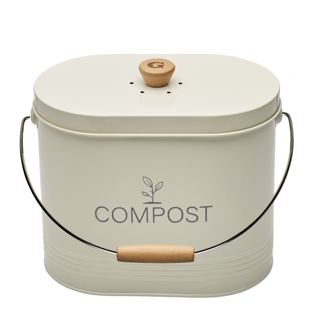 Seau à compost ovale beige 7 L - Visuel 2