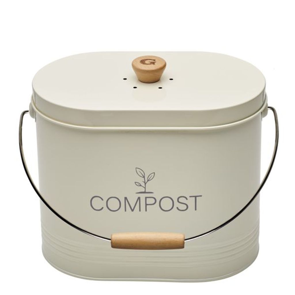 Seau à compost ovale beige 7 L - Visuel 2