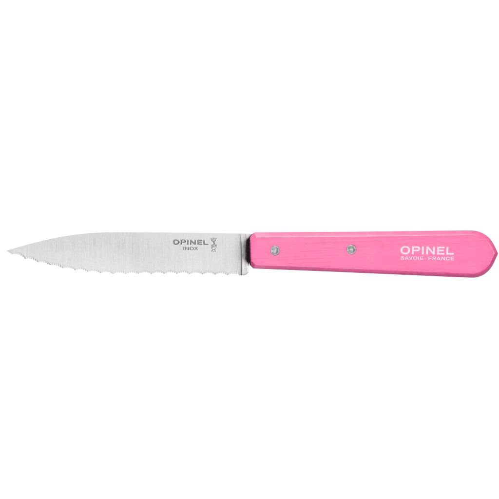 Couteau N°113 lame crantée inox 10 cm fuschia - Visuel 0
