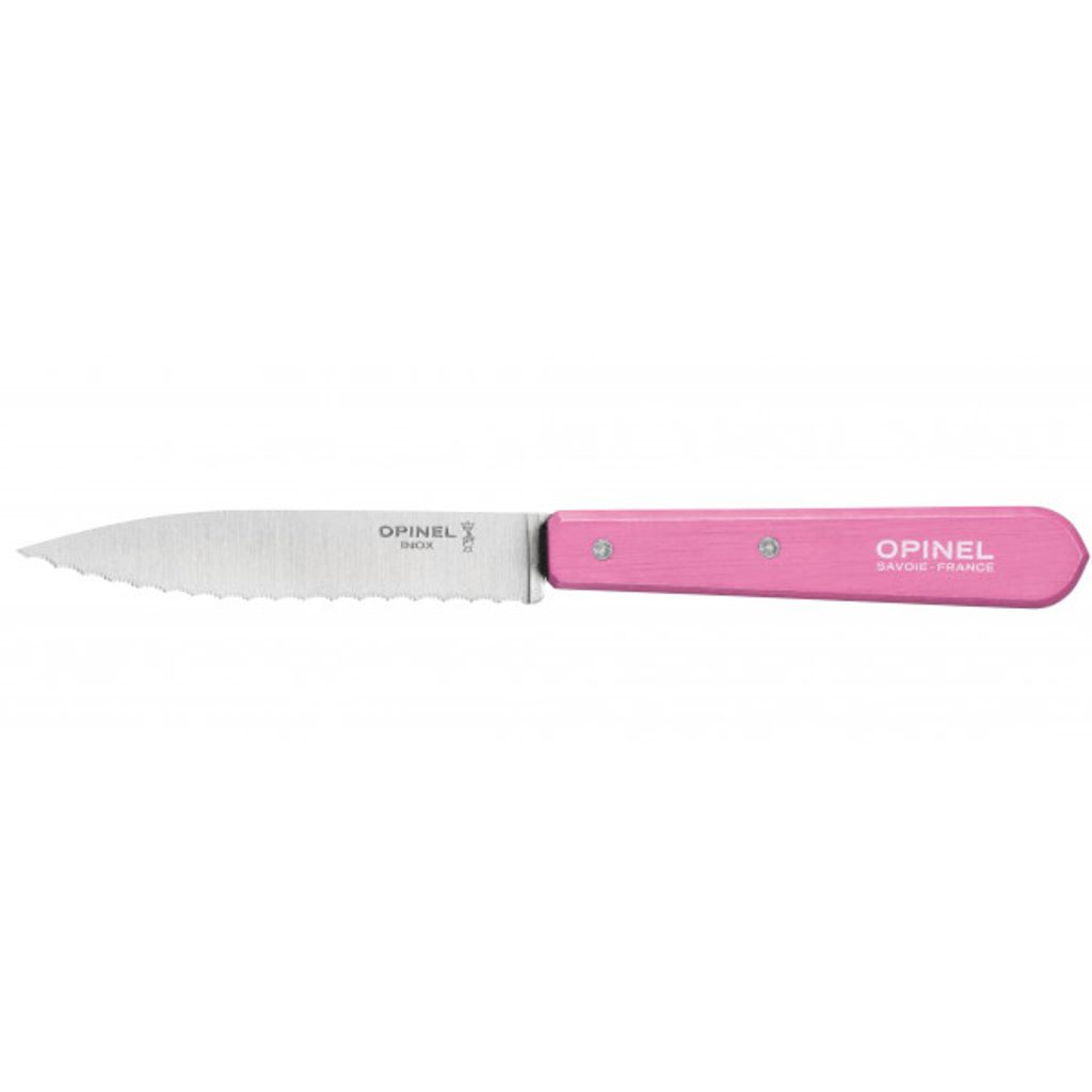 Couteau N°113 lame crantée inox 10 cm fuschia - Visuel 1