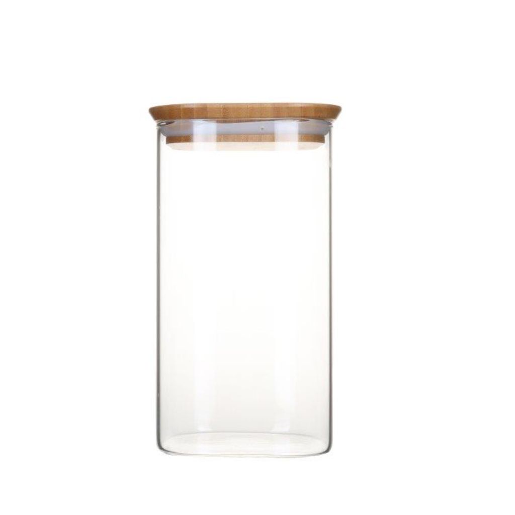Boîte en verre carrée avec couvercle bambou 1,4L