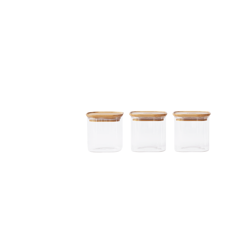 Boite carrée en verre et bambou 800 ml x 3 - Visuel 0