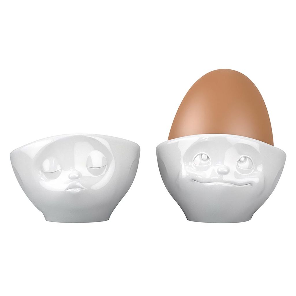 Lot de 2 coquetiers visage : Bisou & Rêveur