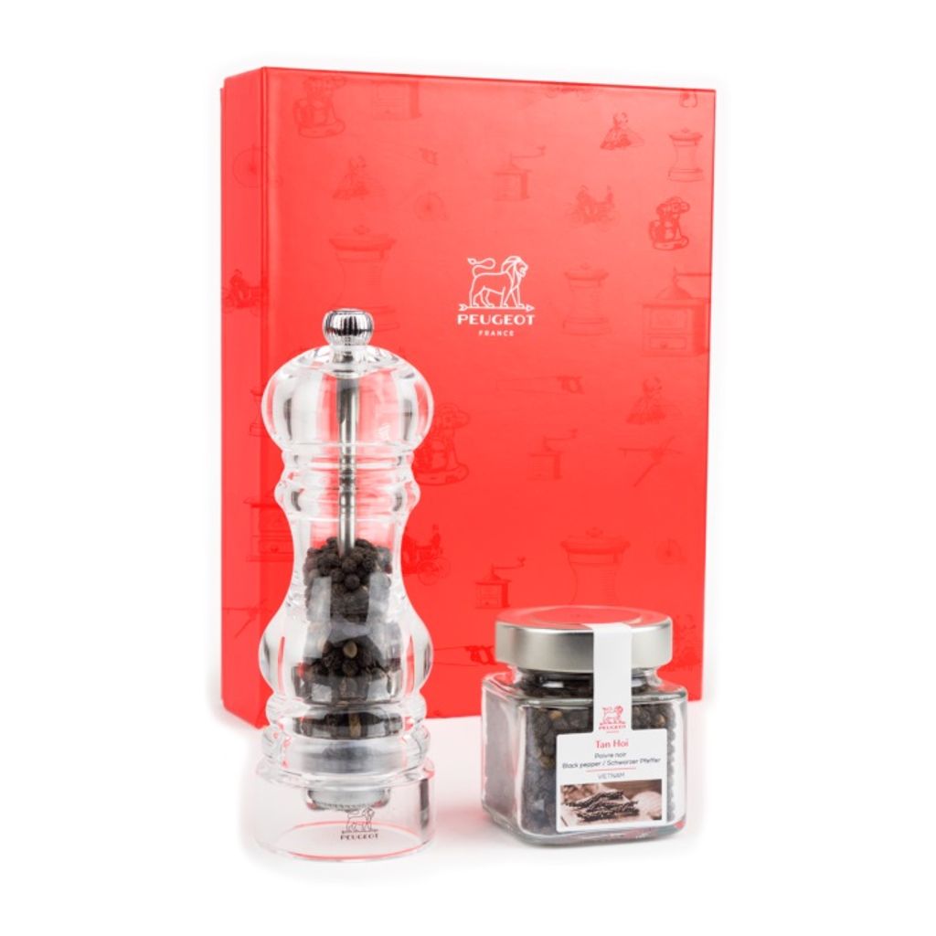 Coffret moulin à poivre Nancy 18 cm + Fiole poivre Tan Hoi 70 gr - Visuel 0