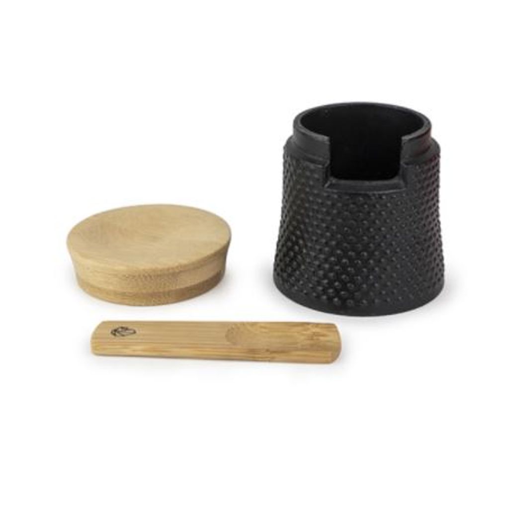 Moulin à poivre Bali fonte noir et sa coupelle à sel en coffret cadeau - Visuel 1