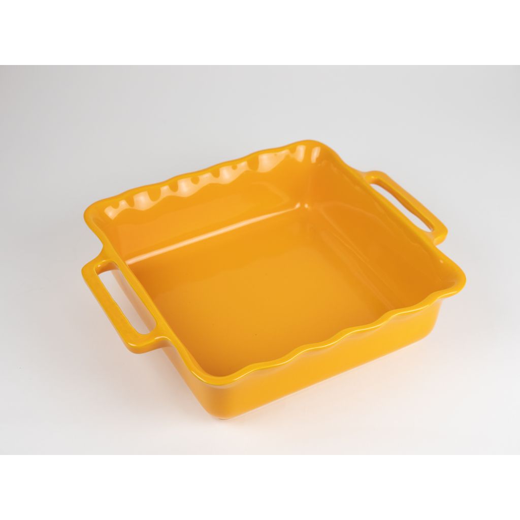 Plat à four carré Délices jaune safran 31,5cm - Visuel 0