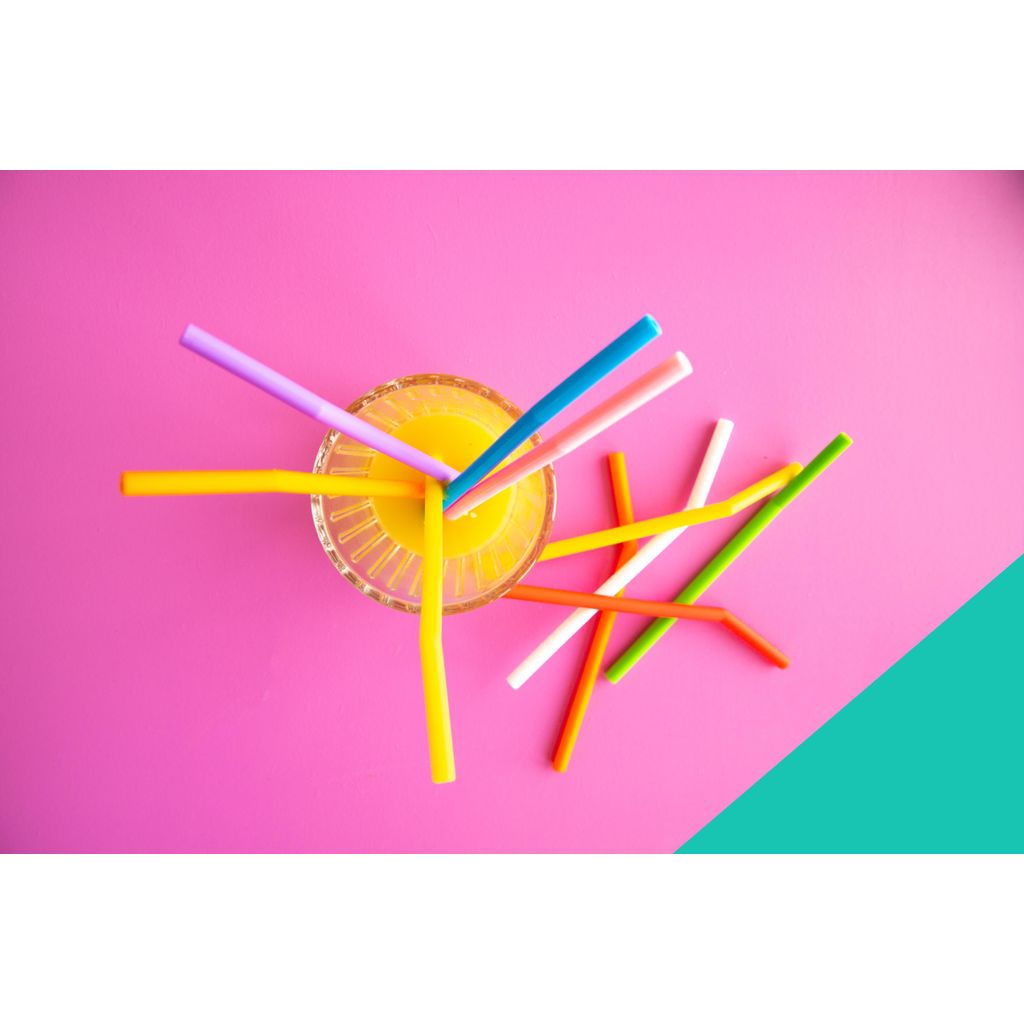 Lot 8 pailles courbées silicone 16,5 cm - Visuel 3