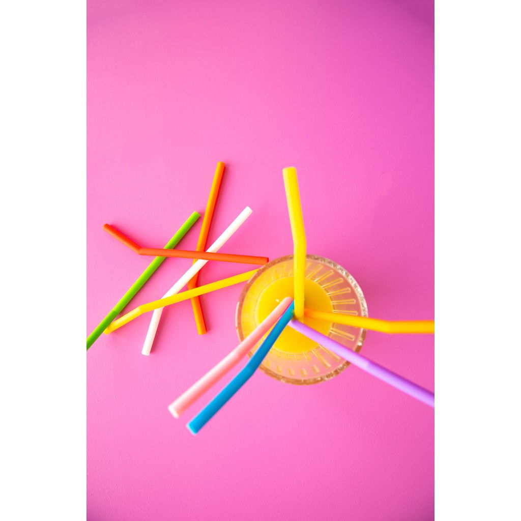 Lot 8 pailles courbées silicone 16,5 cm - Visuel 4