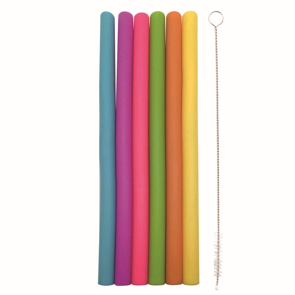 Lot 6 pailles droites silicone 25 cm - Visuel 0
