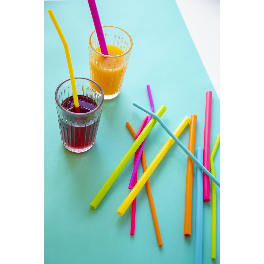 Lot 6 pailles droites silicone 25 cm - Visuel 1