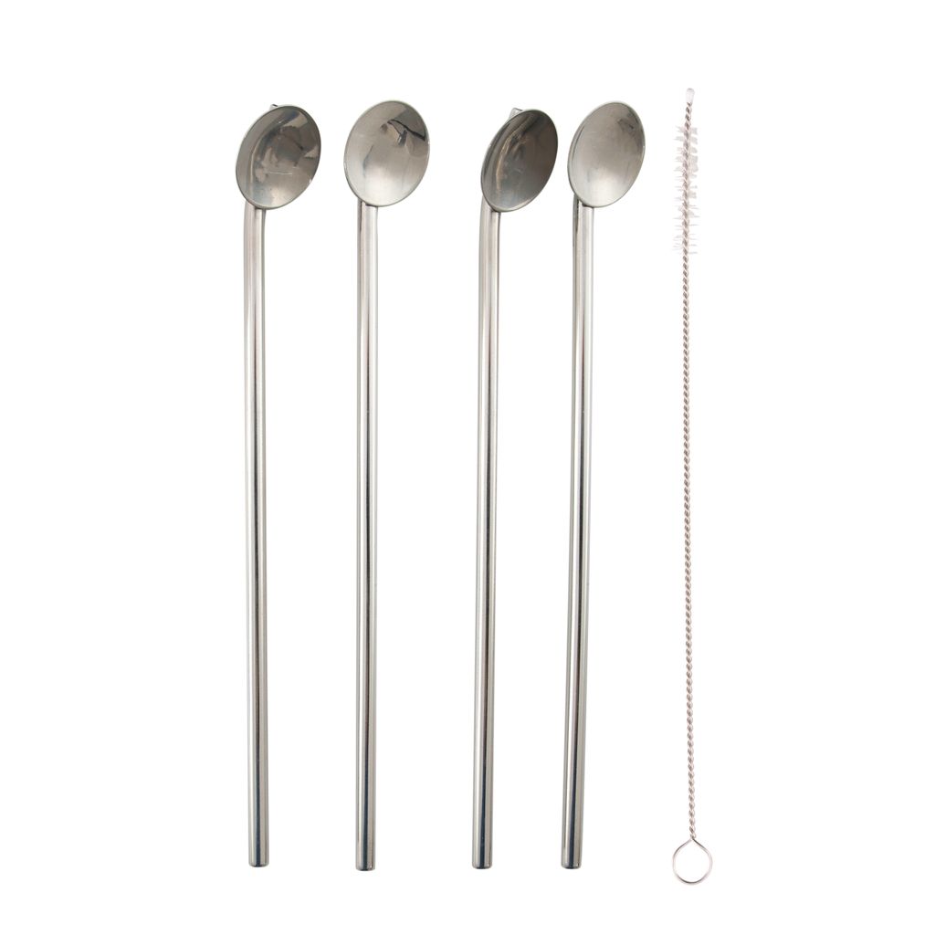 Set de 4 cuillères avec pailles intégrées - Visuel 0