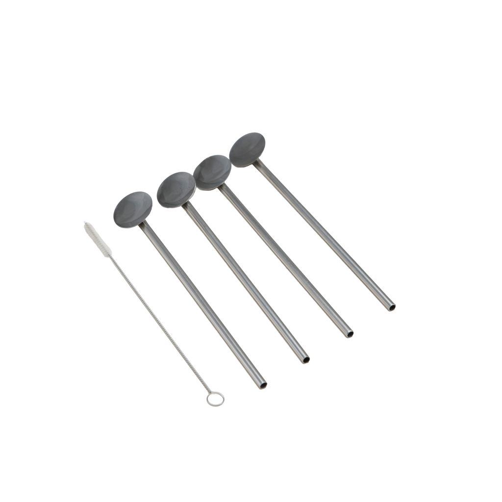 Lot de 4 pailles-cuillères inox - Visuel 1