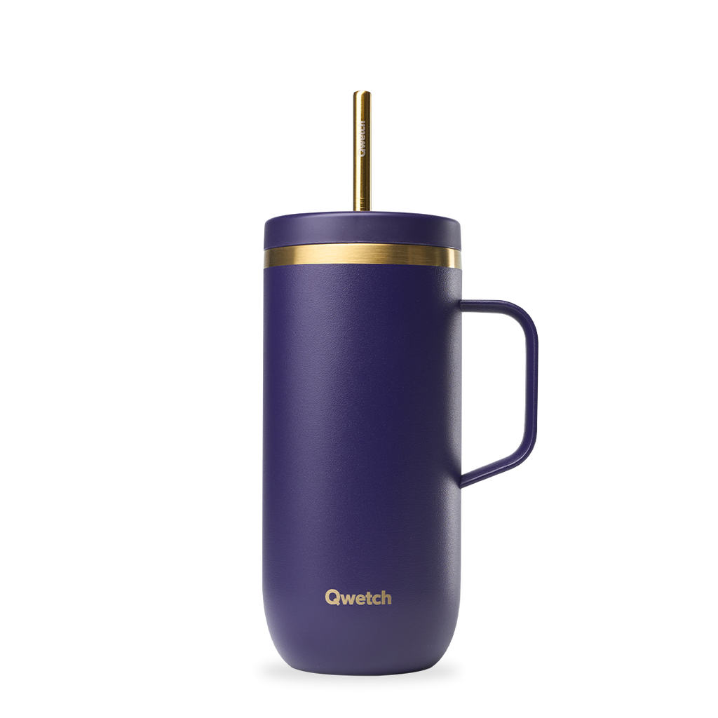 Cold cup isotherme inox avec anse - Matt - Violet obscur & Or - 600ml - Visuel 1
