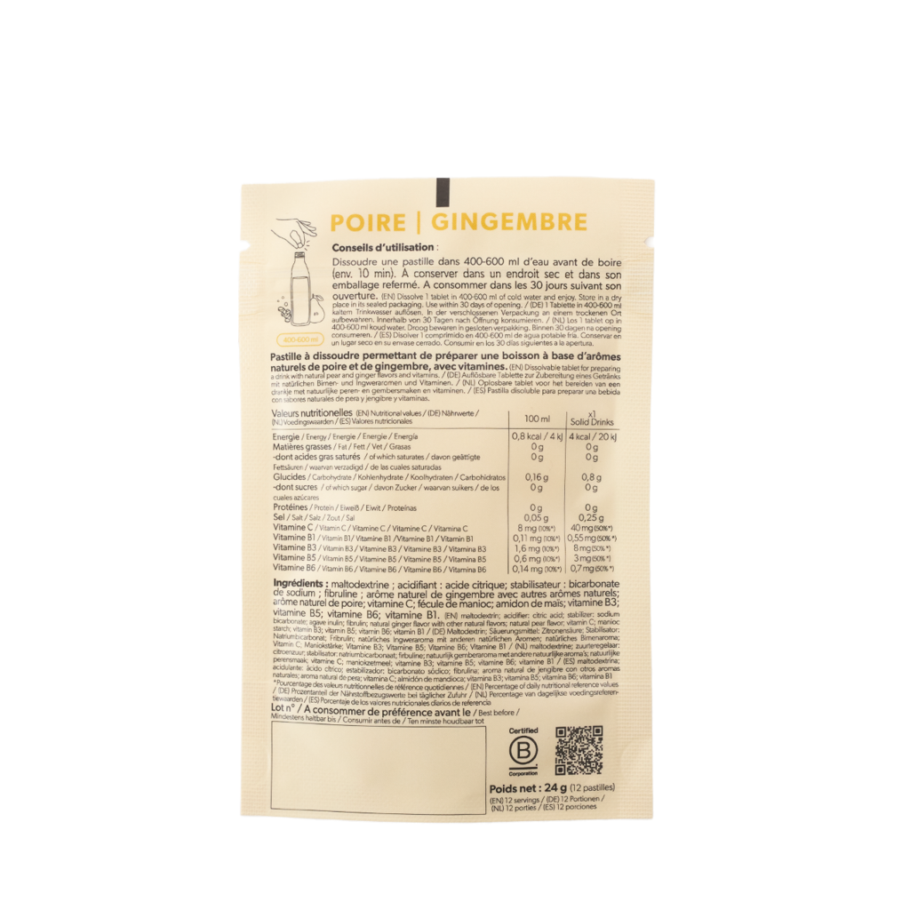 Solid Drinks - Poire & Gingembre - Vitamines C & B - Visuel 1