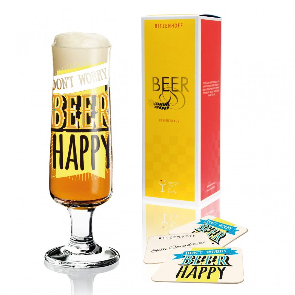 Verre à bière Tulipe "Beer" Don't worry, beer happy - Visuel 1